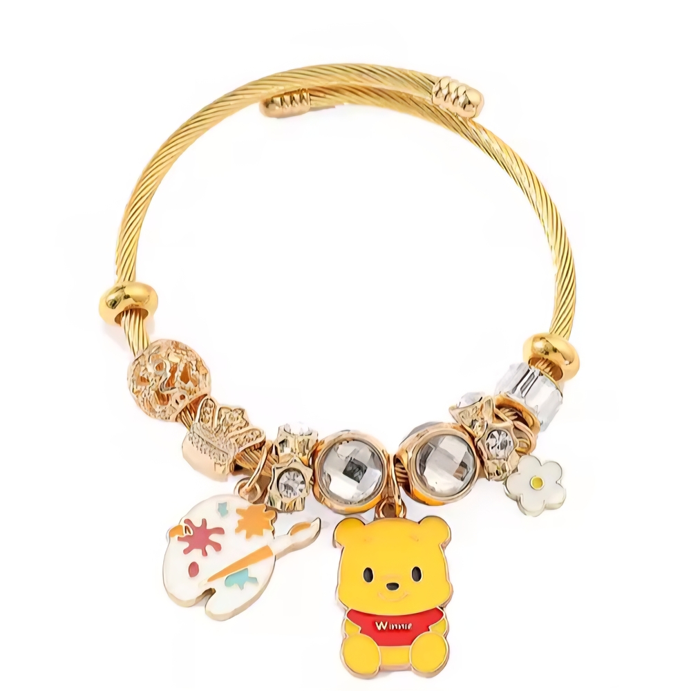 Gold Winnie Charm Bracelet for Small Pets